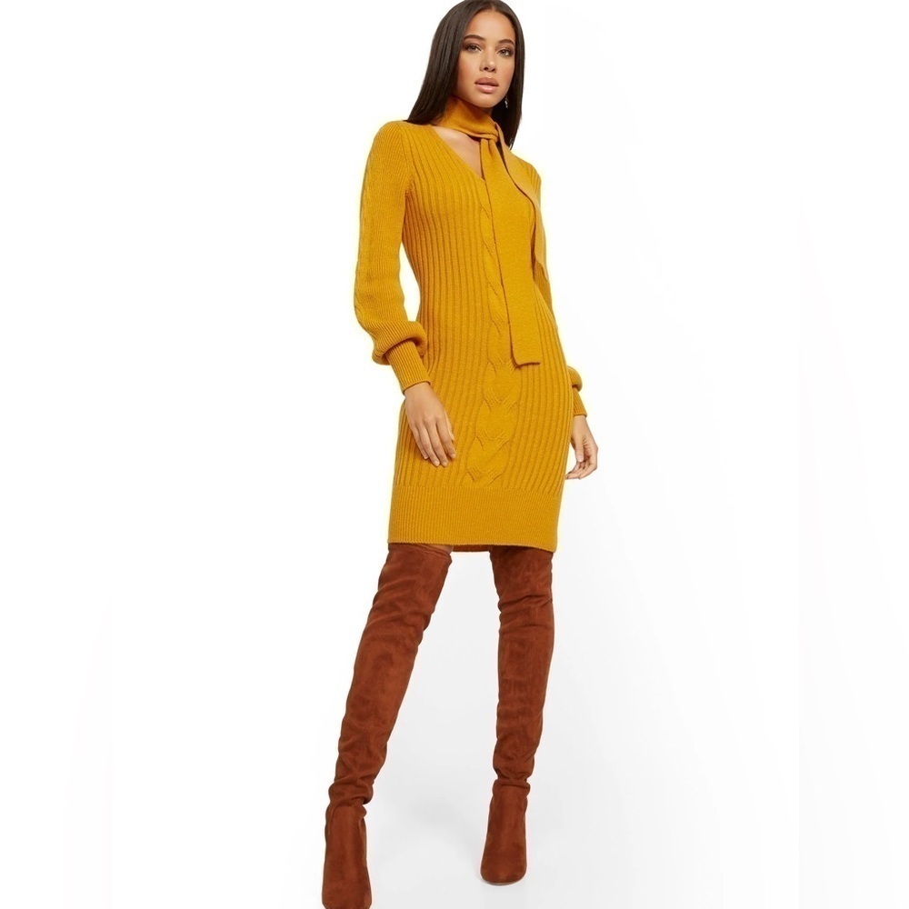 New York & Company Tie-Neck Sweater Dress Sz XXL